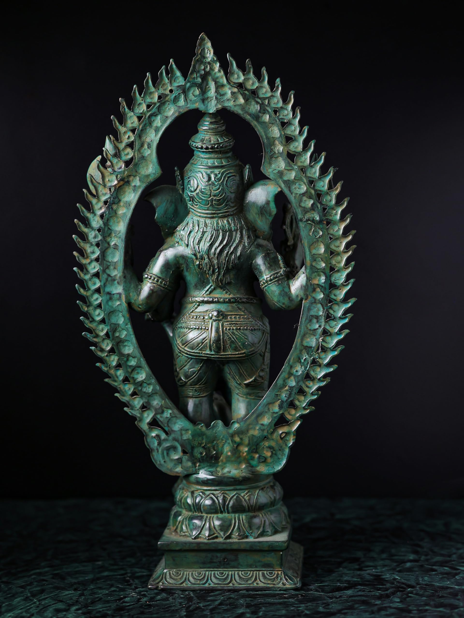 Mridaya Bronze Dancing Ganesha Statue, 45 Cm Ganesh Antique Statue Green Finish Ganesh Statue, Ganpati Idol, Good Luck Gift For